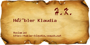 Hübler Klaudia névjegykártya